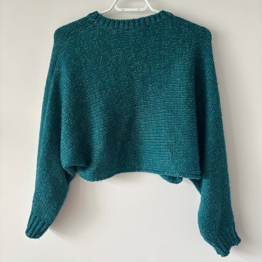 Cotton:On Teal Chunky Knit Sweater Slouchy Long Sleeve Pullover size XS - Picture 4 of 6